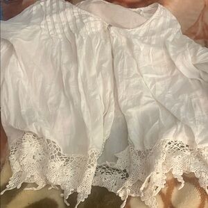 White Blouse with Lace Hem